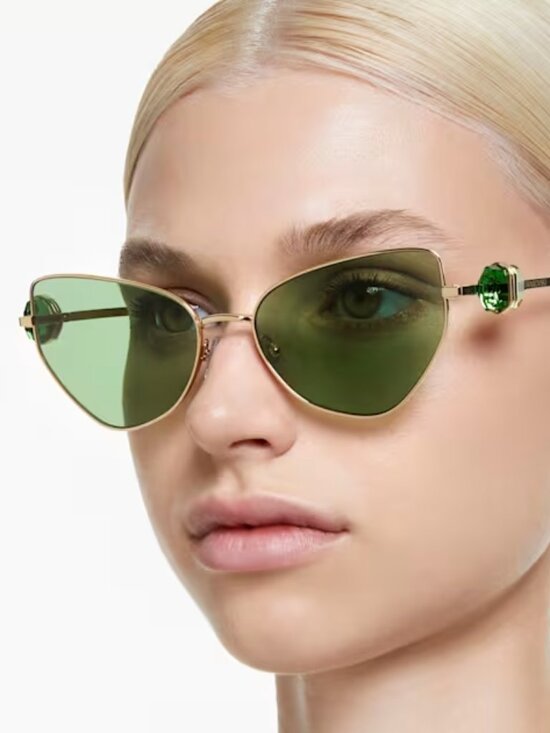 Swarovski Accessories - Swarovski Green Cat-Eye Sunglasses with Silver Frame
